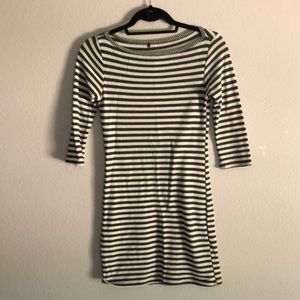 Olive and White striped bodycon dress